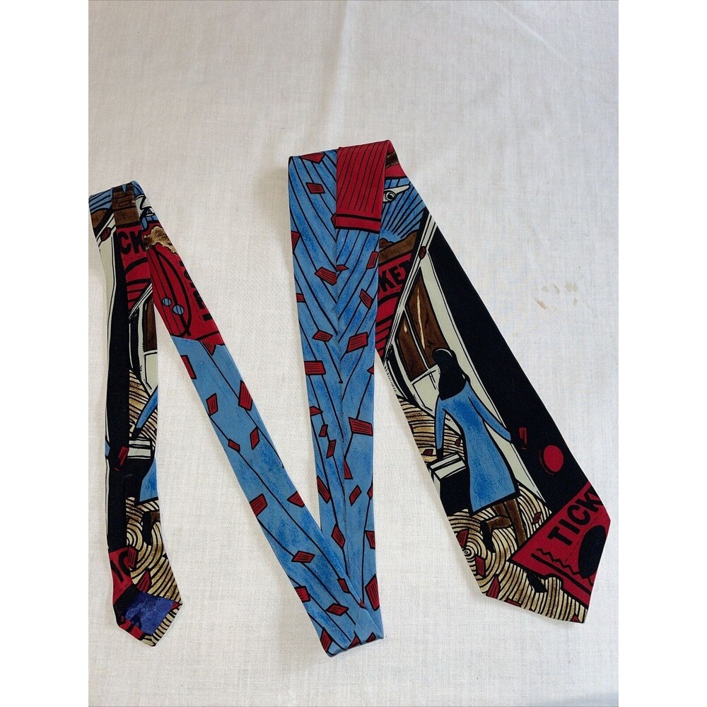 Manhattan Menswear Group Dress Tie Men’s Size Regular Blue Black Ticket Beatles